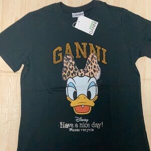Ganni X Disney Sutainable Daisy Duck Graphic Tee Black T-shirt size Medium
